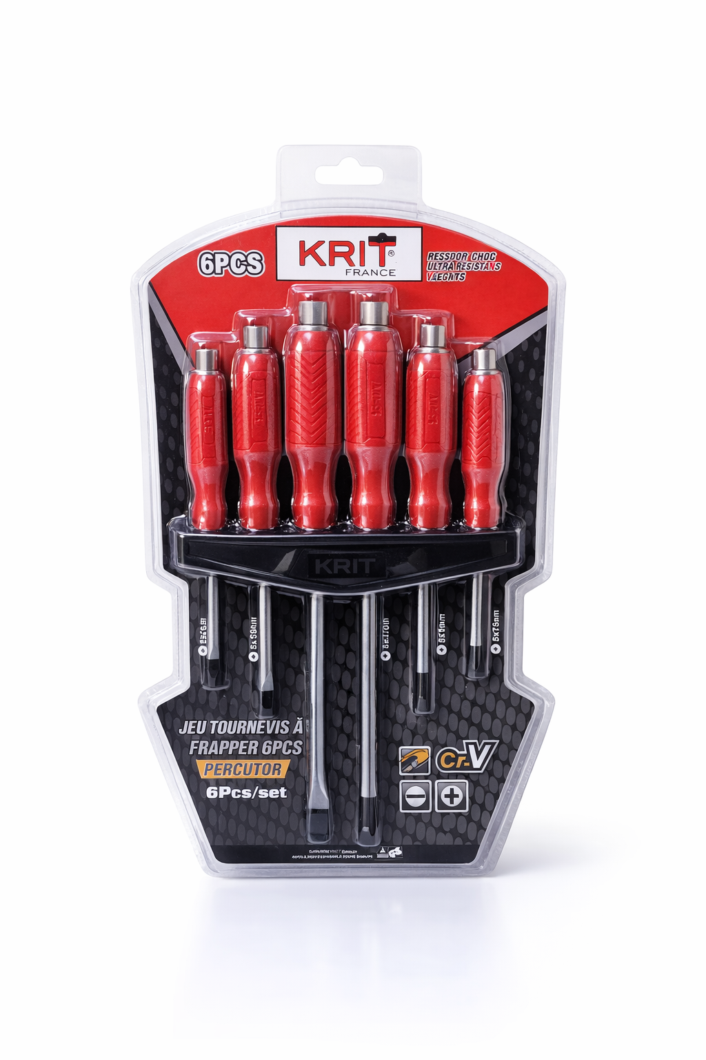 Jeu de Tournevis à Frapper 6 Pièces KRIT France – Ultra Résistant Cr-V, Usage Professionnel