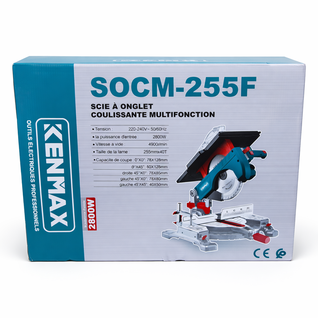 Scie à Onglet Coulissante KENMAX SOCM-255F – 2800W Multifonction Professionnelle