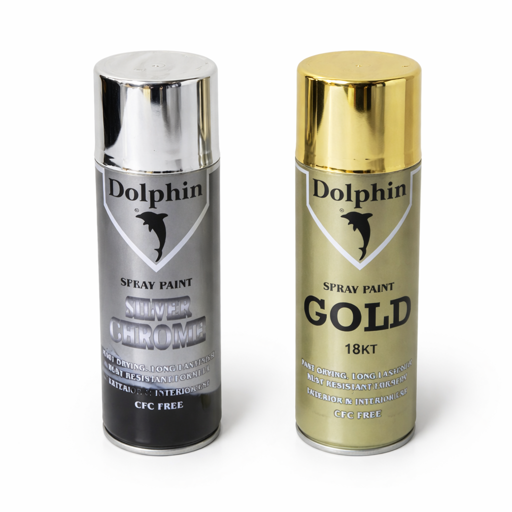 Peinture Spray Dolphin Chrome Argent & Or 18KT – Finition Brillante Premium