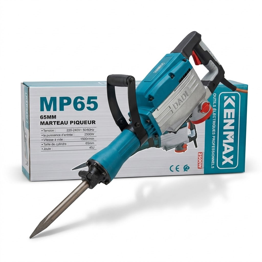 Marteau Piqueur de Démolition KENMAX 2500W - 45 Joules - Modèle MP65 Professionnel