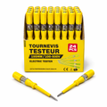 Tournevis Testeur Électrique 185mm (100-500V) – Pack 24 Pièces