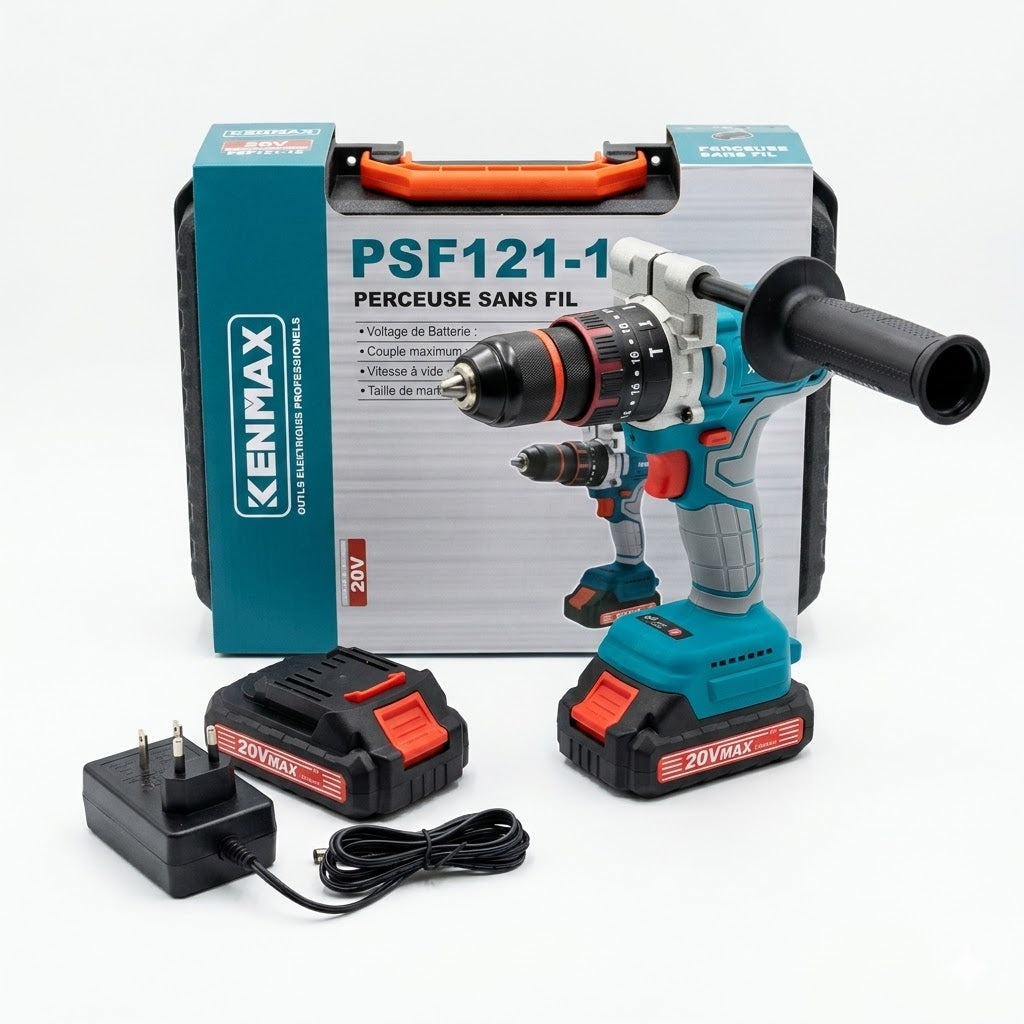 Perceuse Visseuse à Percussion sans Fil 20V DADI - Mandrin 13mm (Modèle PSF121-13) - Kit Complet avec 2 Batteries