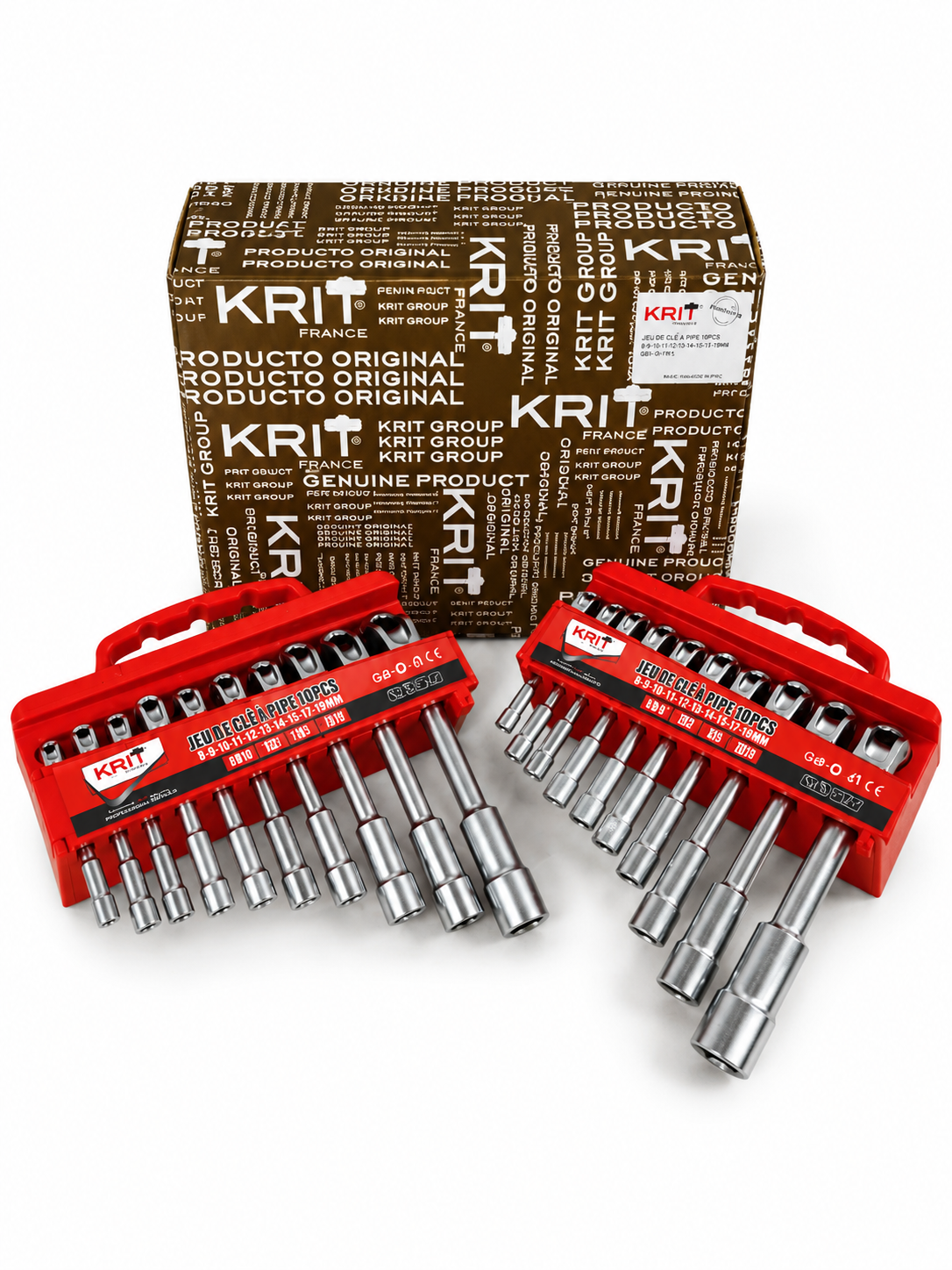 Jeu de Clés à Pipe Débouchées KRIT – 10 Pièces (8 à 19 mm) BOX 2PCS