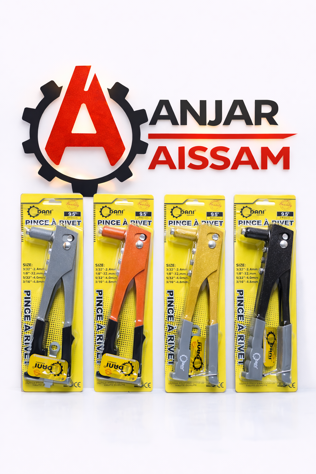 Pince à Riveter Professionnelle DANI 9.5" – Riveteuse Manuelle Multi-Tailles pour Métal et Aluminium