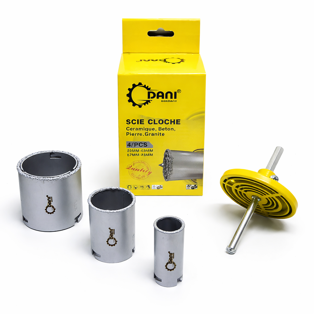 Kit Scie Cloche Diamantée Dani 4 Pièces – Perçage Céramique, Béton et Granit