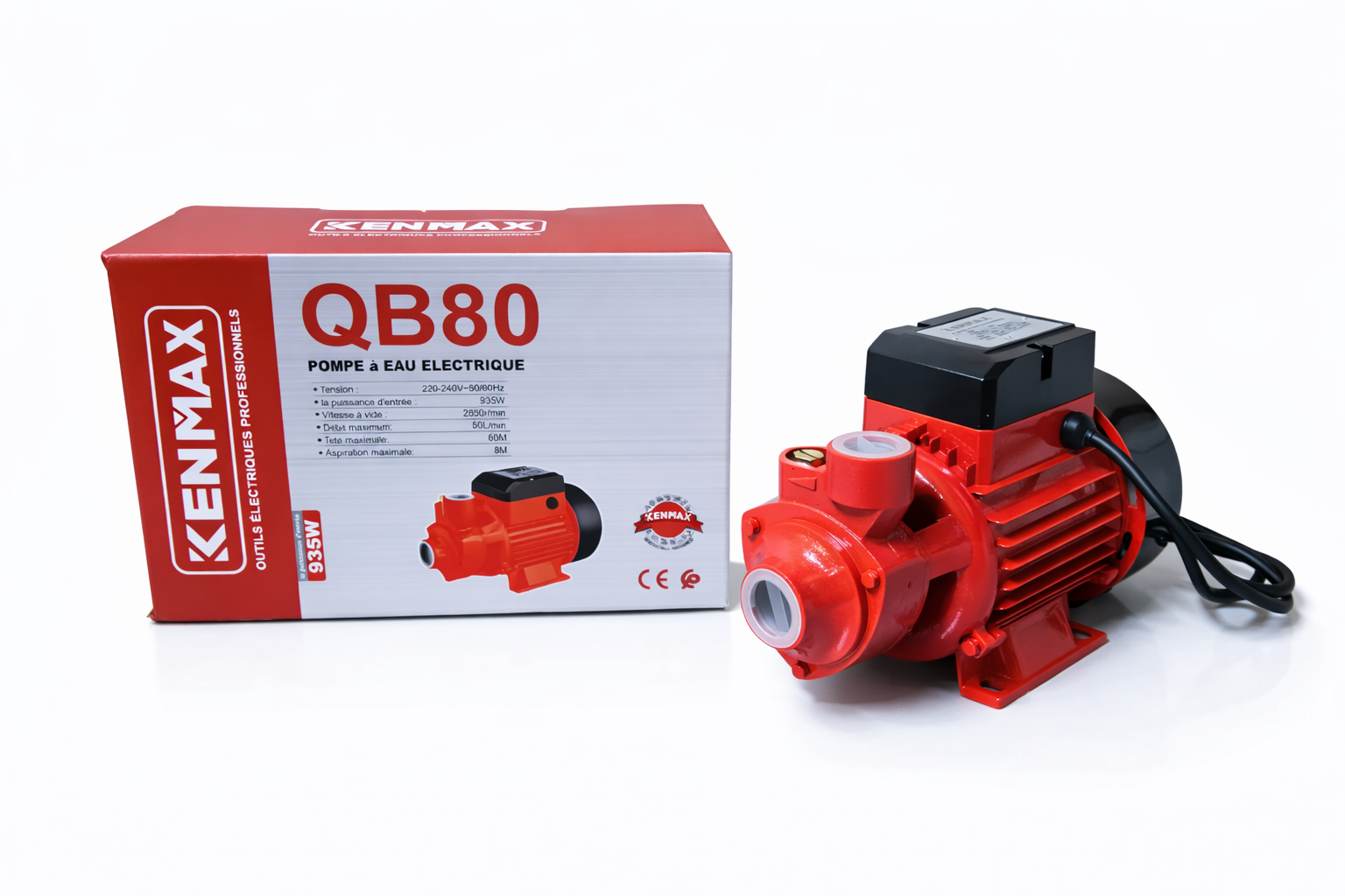 Pompe à Eau Électrique KENMAX QB80 – Haute Performance 935W pour Usage Domestique et Agricole