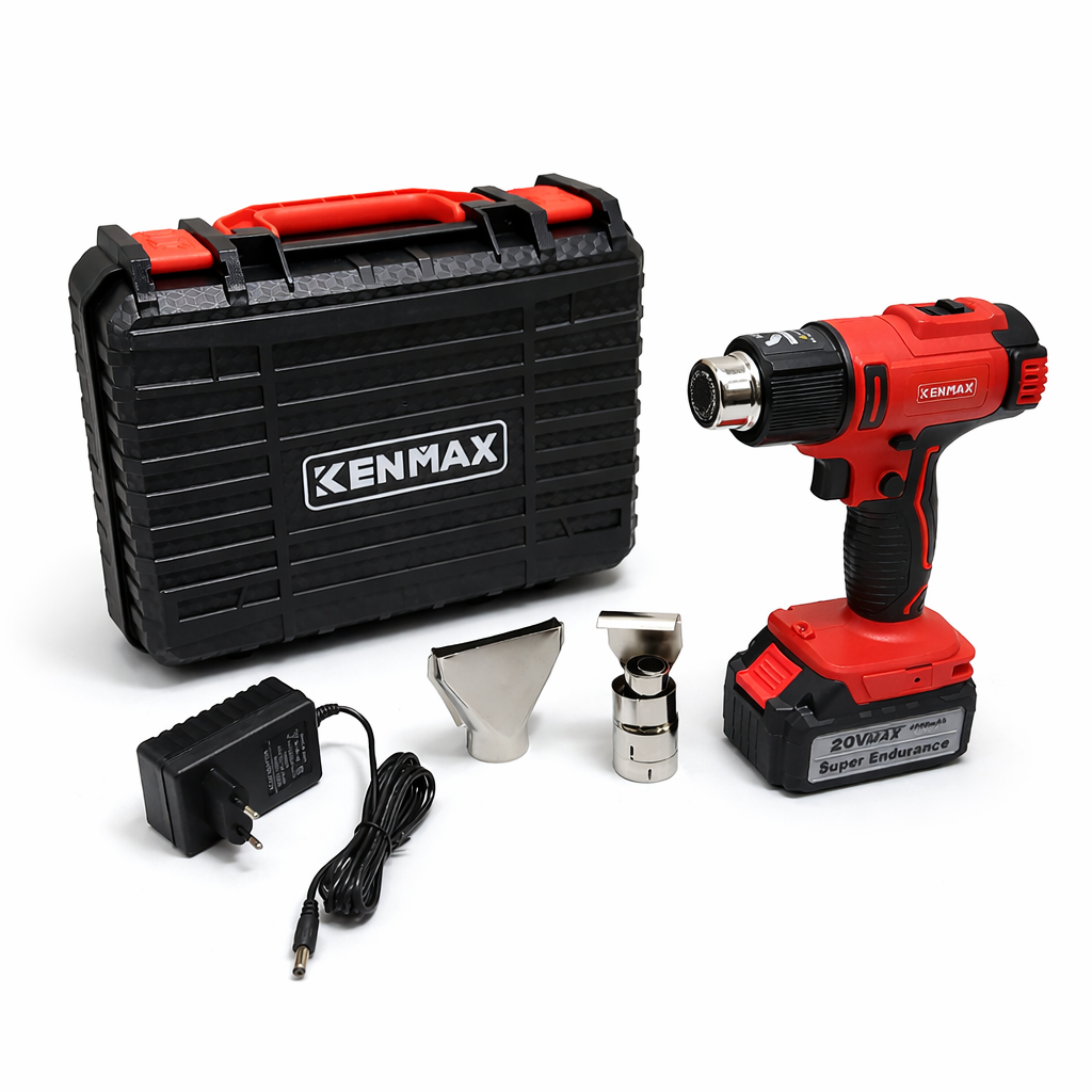 Décapeur Thermique Sans Fil KENMAX 20V – Pistolet à Air Chaud avec Batterie et Accessoires