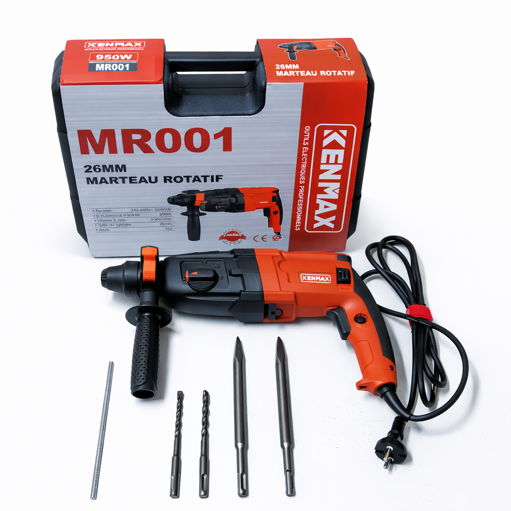 Marteau Rotatif KENMAX MR001 950W – Perforateur 26mm avec Accessoires
