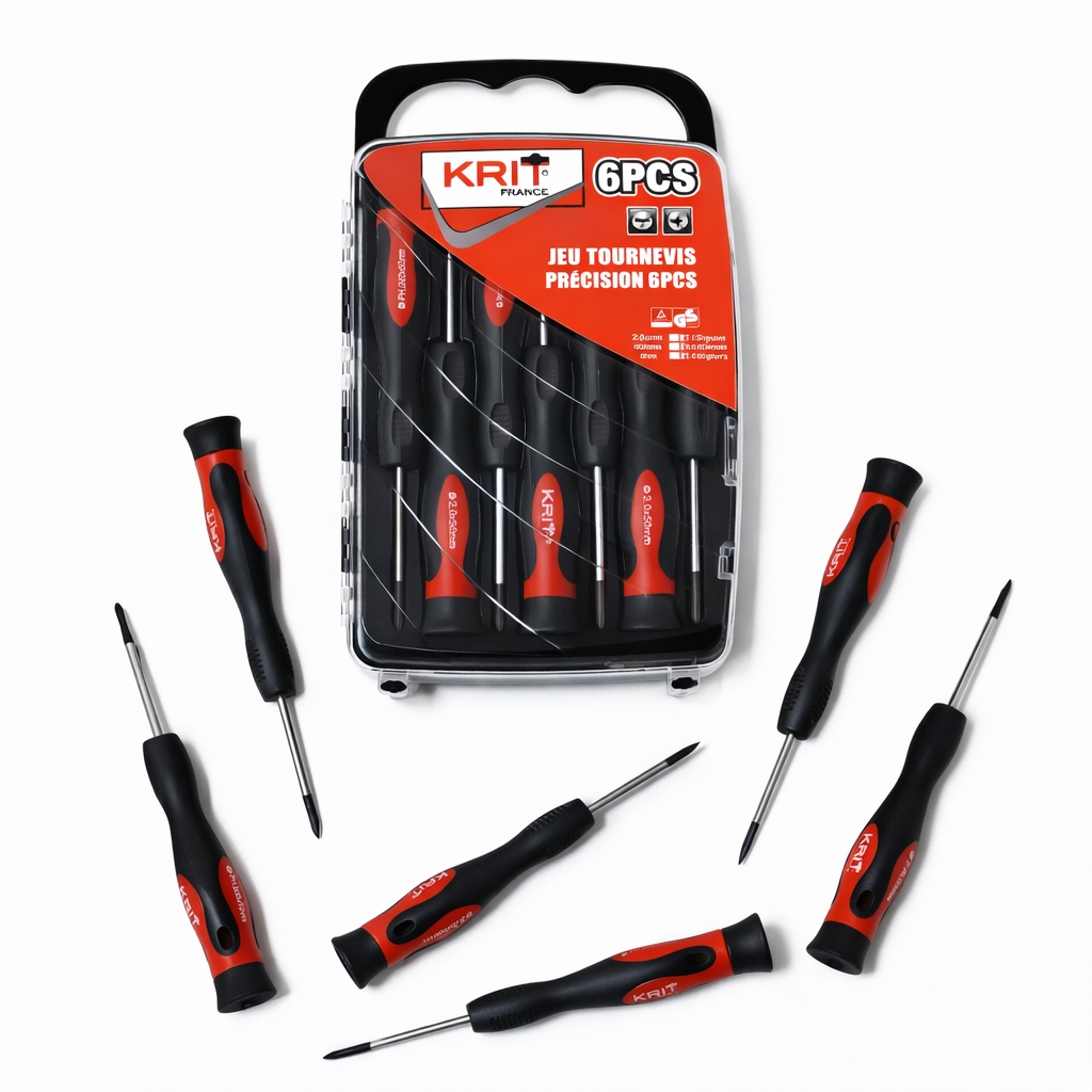 Jeu de Tournevis de Précision KRIT 6 Pièces – Kit Professionnel avec Boîtier