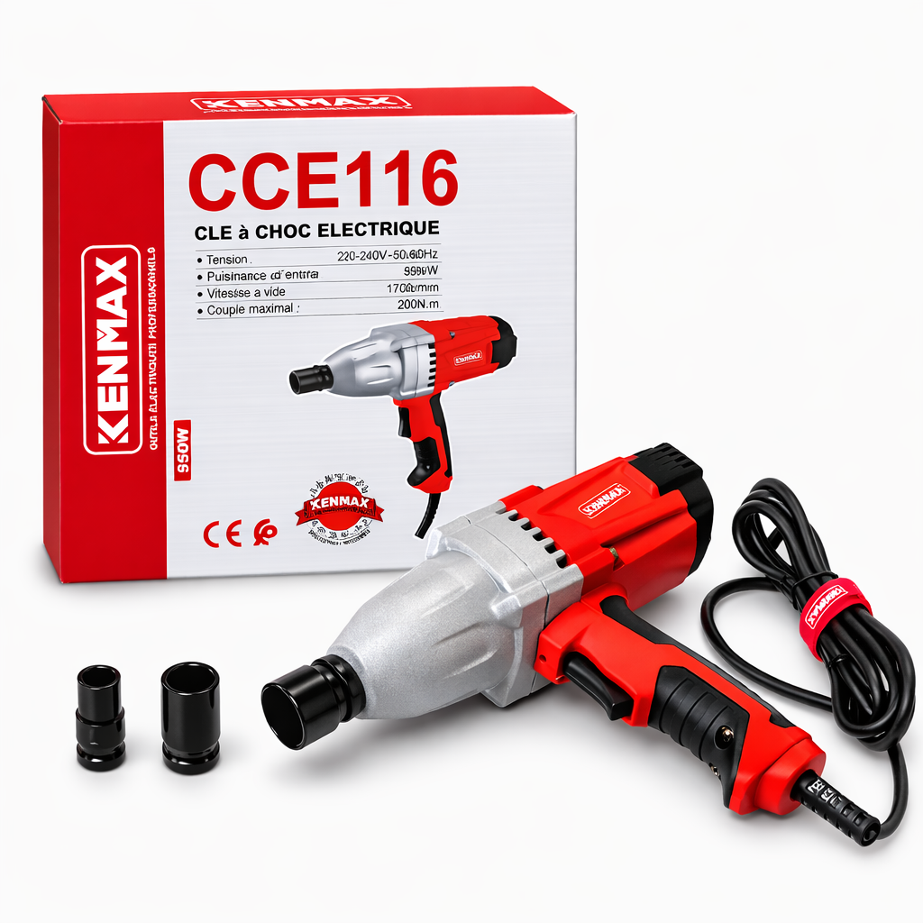 Clé à Choc Électrique KENMAX CCE116 – 950W Couple Puissant avec Douilles