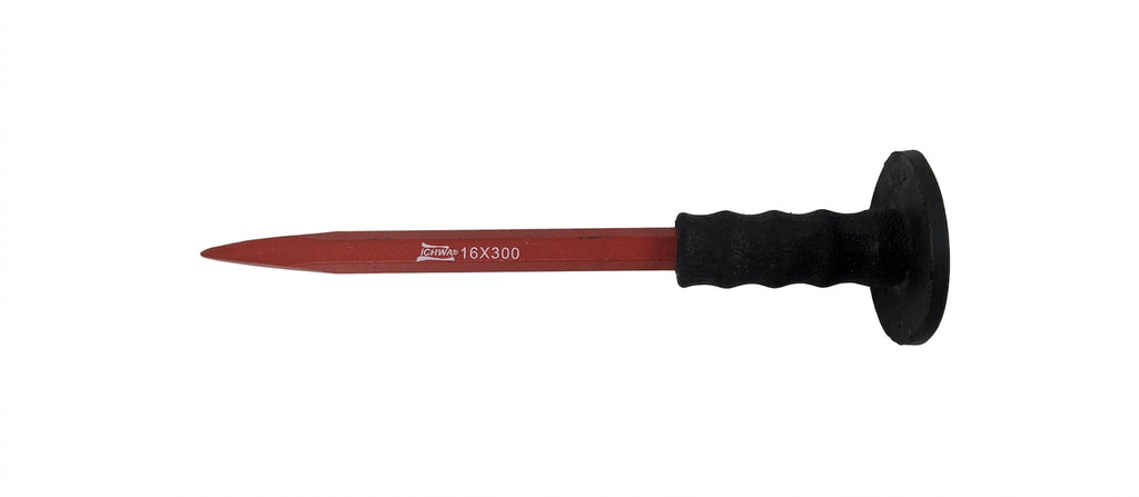 Burin Pointu de Maçon avec Protège-Main 16x300 mm – ICHWA Heavy Duty 6 pcs box