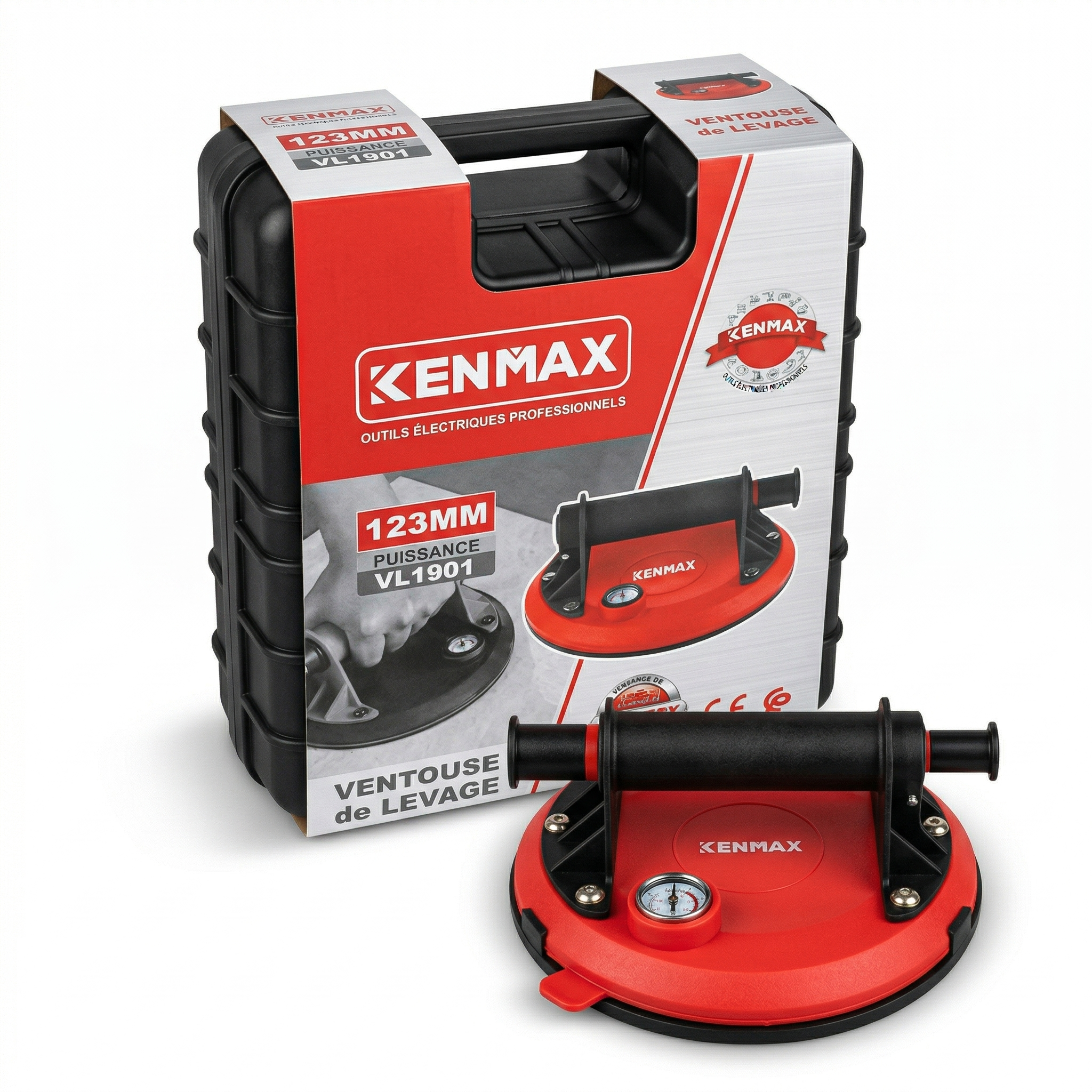 Ventouse de Levage KENMAX 123mm VL1901 – Fixation Puissante pour Verre & Carrelage