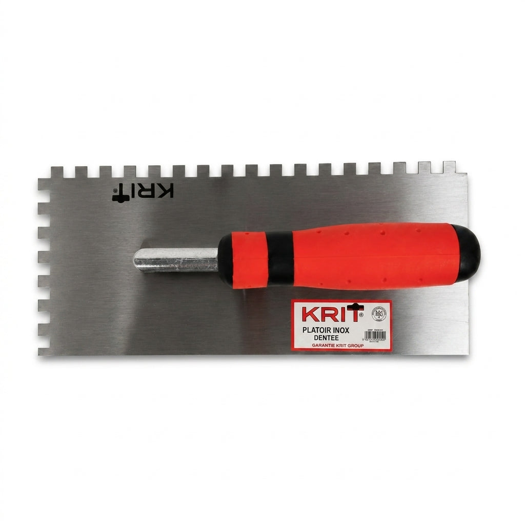 Platoir Inox Denté KRIT France – Poignée Ergonomique Rouge et Noire