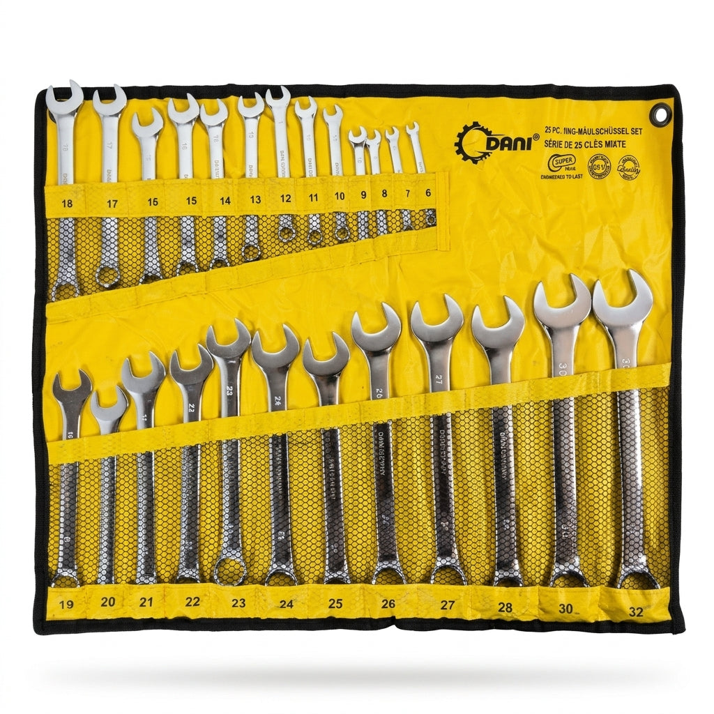 Jeu de 25 Clés Mixtes en Trousse Roulante – DANI (6 à 32 mm)