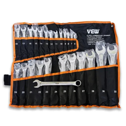 Jeu de Clés Mixtes VEUW 25 Pièces (6–32 mm) – Kit Complet Professionnel
