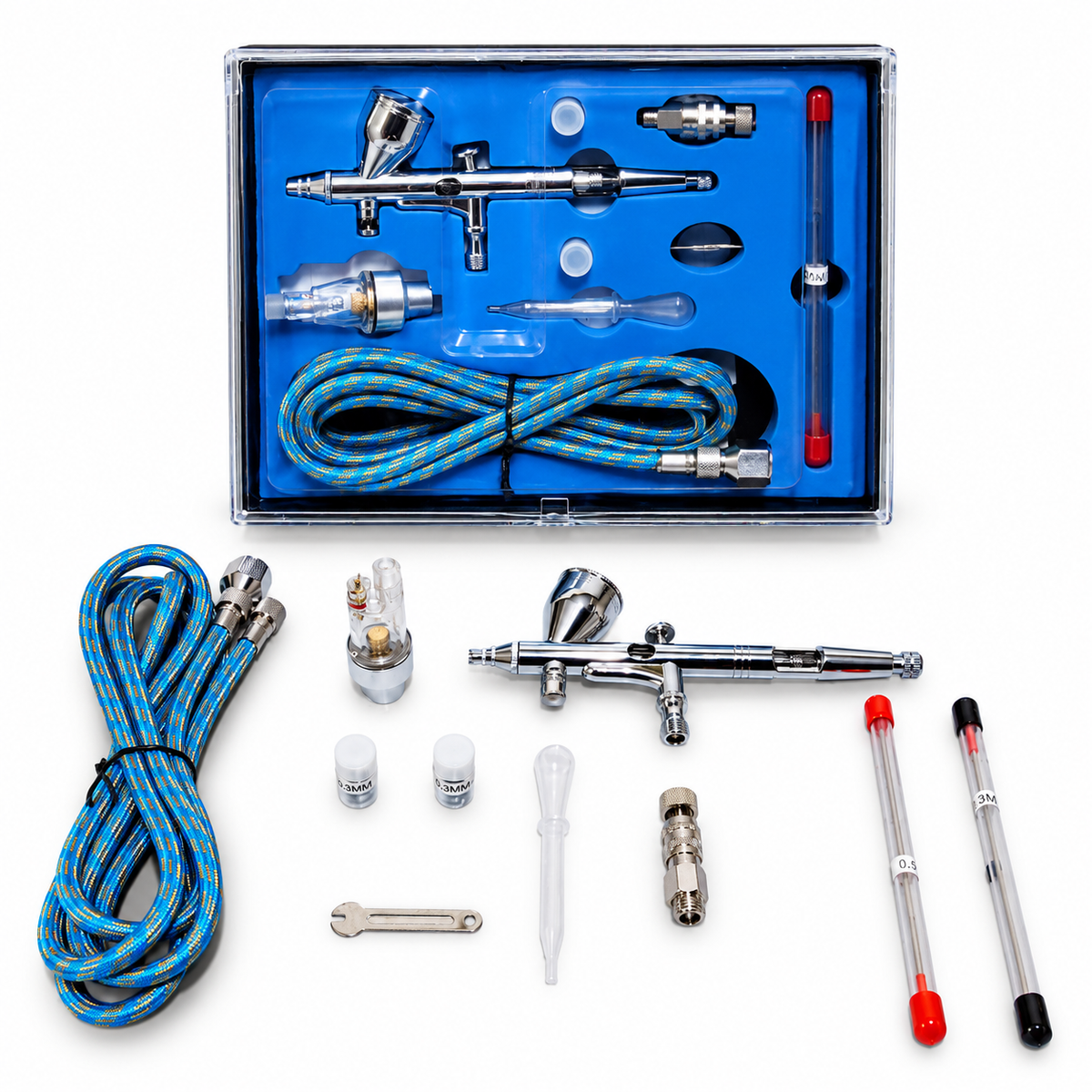 Kit Aérographe Professionnel avec Accessoires et Tuyau d’Air – Coffret Complet