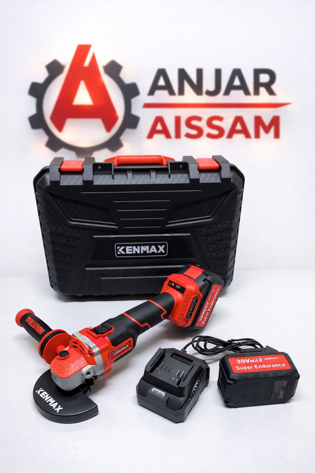 Meuleuse d’Angle Sans Fil KENMAX 20V – Outil Professionnel avec Batterie 4000mAh, Chargeur et Mallette