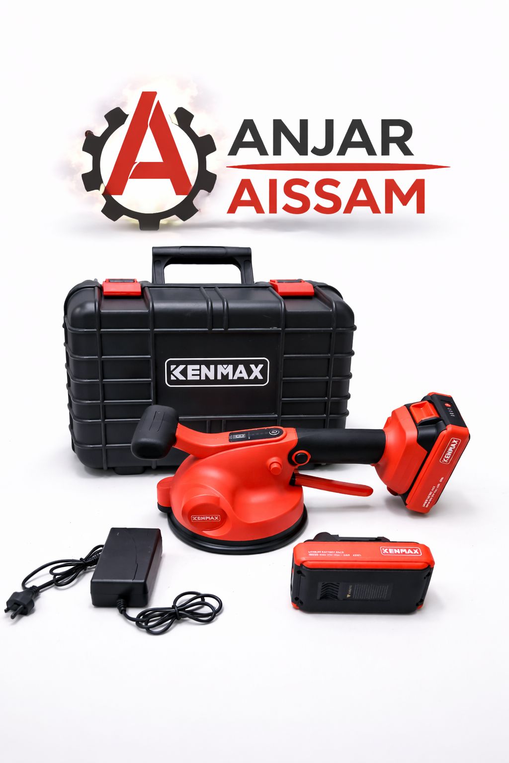 Ventouse Électrique Sans Fil KENMAX – Outil Professionnel de Levage pour Carrelage et Verre (Avec Batterie & Mallette)