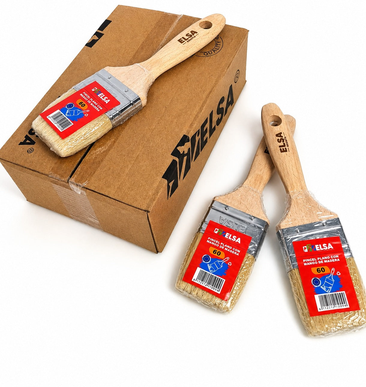 Pinceau Plat Multi-Usages 60 mm avec Manche en Bois Ergonomique – ELSA