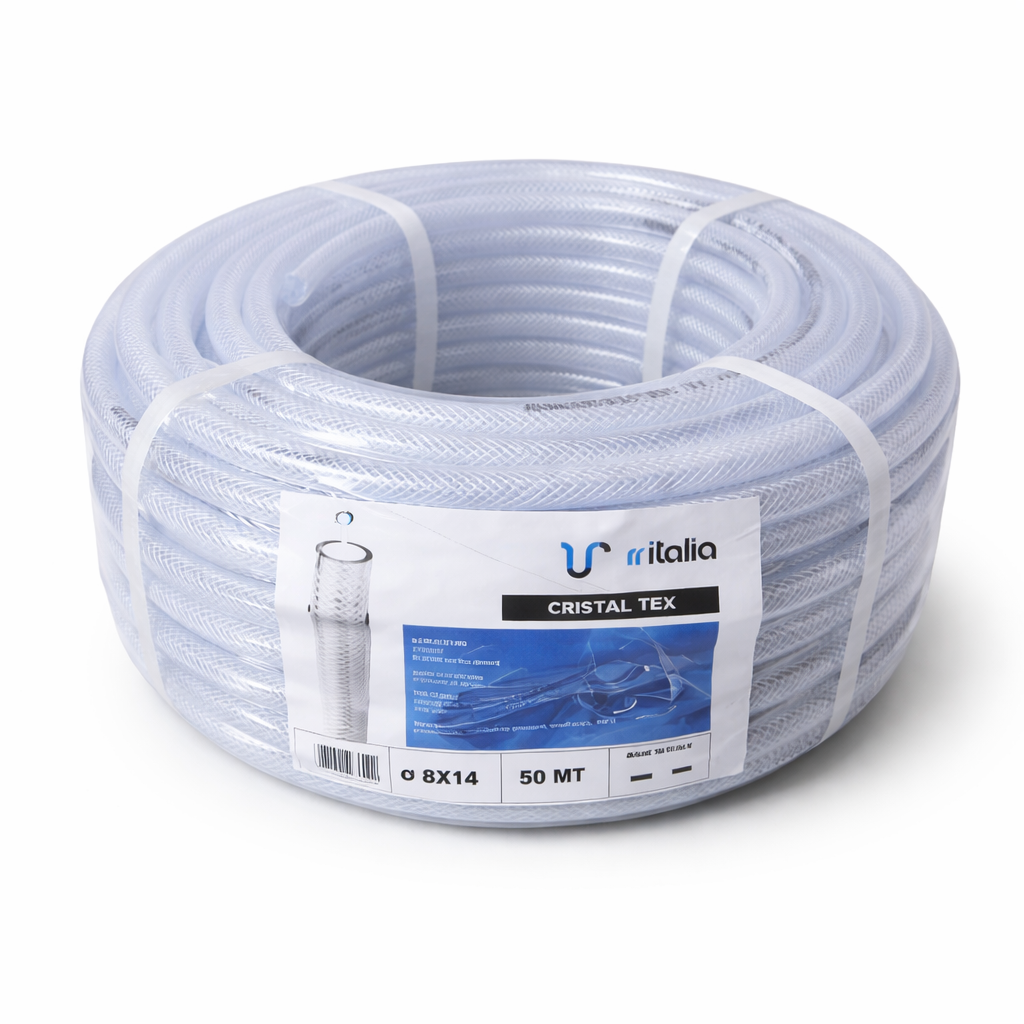 Tuyau Transparent Renforcé Ritalia Cristal Tex 8x14 – Flexible Haute Qualité (50m)