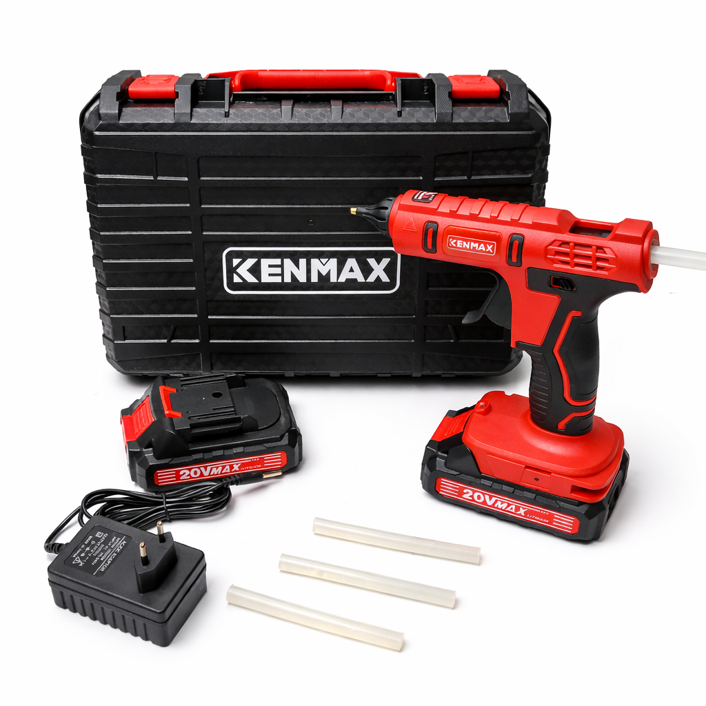Pistolet à Colle Sans Fil KENMAX 20V – Kit Complet avec Batterie & Coffret
