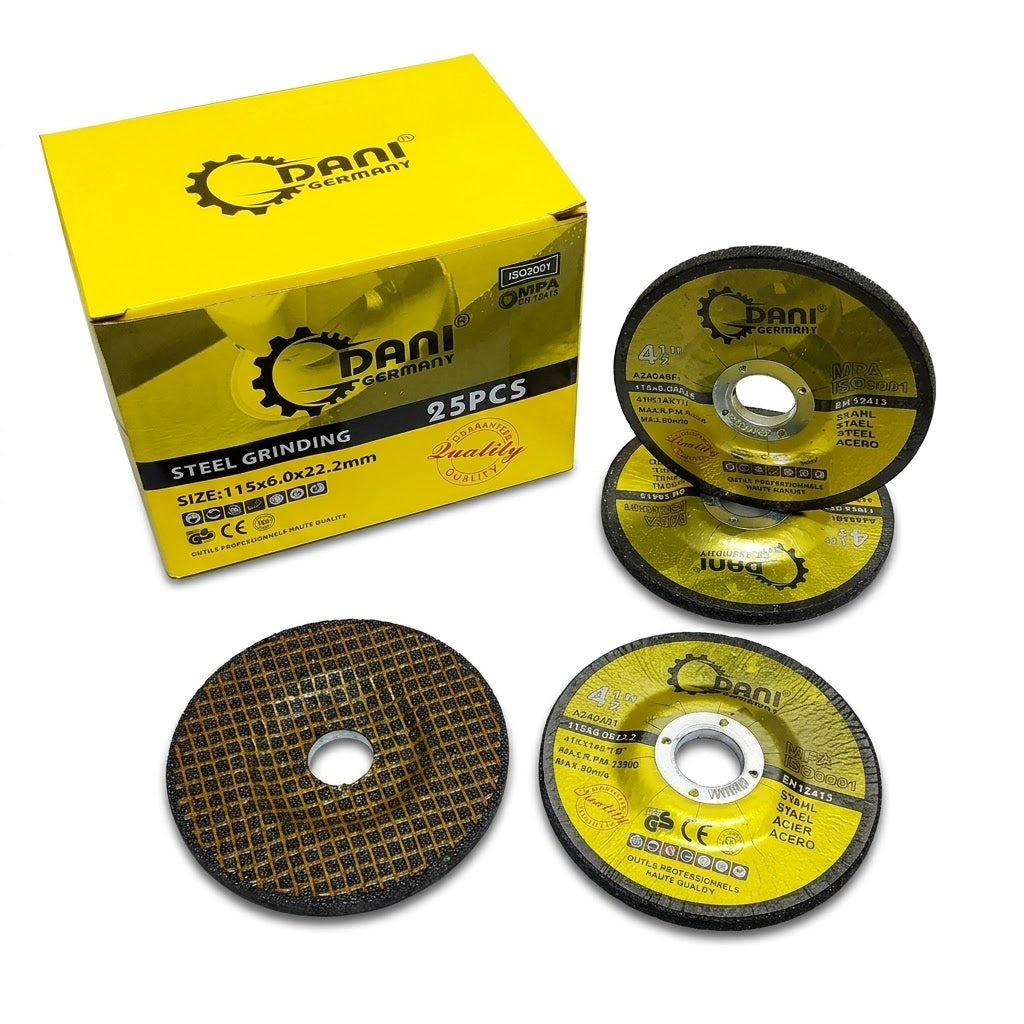 Pack de 25 Disques de Meulage Acier DANI (115 x 6,0mm) - Qualité Allemande