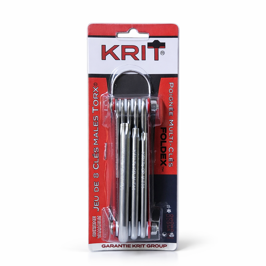 Jeu de Clés Torx KRIT 8 Pièces – Acier Chrome Vanadium avec Poignée Multifonction