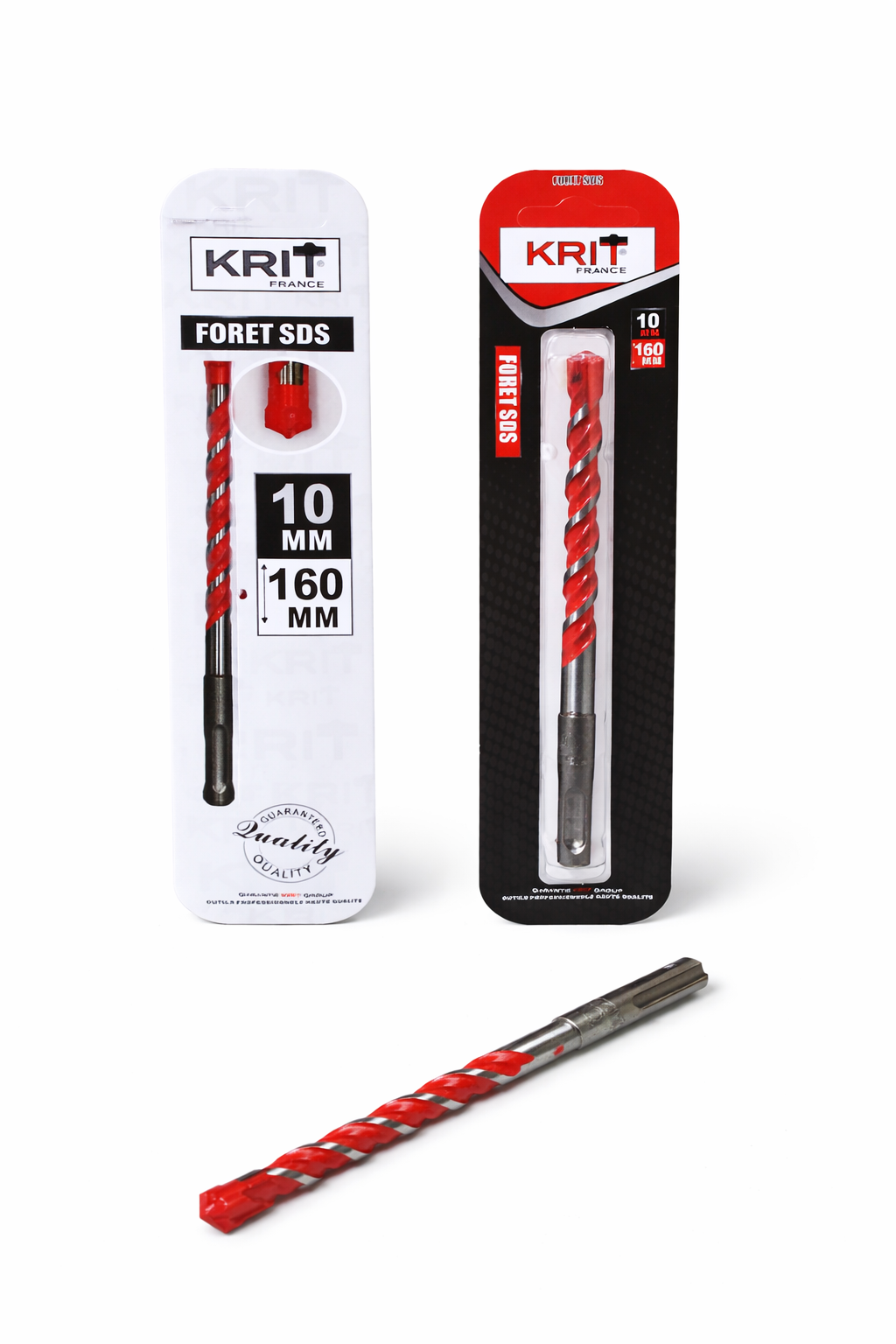 Foret SDS 10mm x 160mm KRIT France – Mèche Perforateur Béton Ultra Résistante